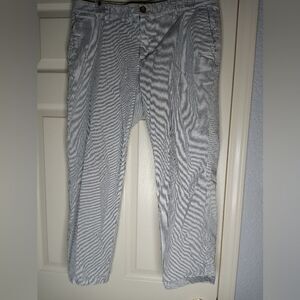 KhakisBy Gap PantsWomen 10/30R CroppedGirlfriend MidRiseStriped Pockets Straight